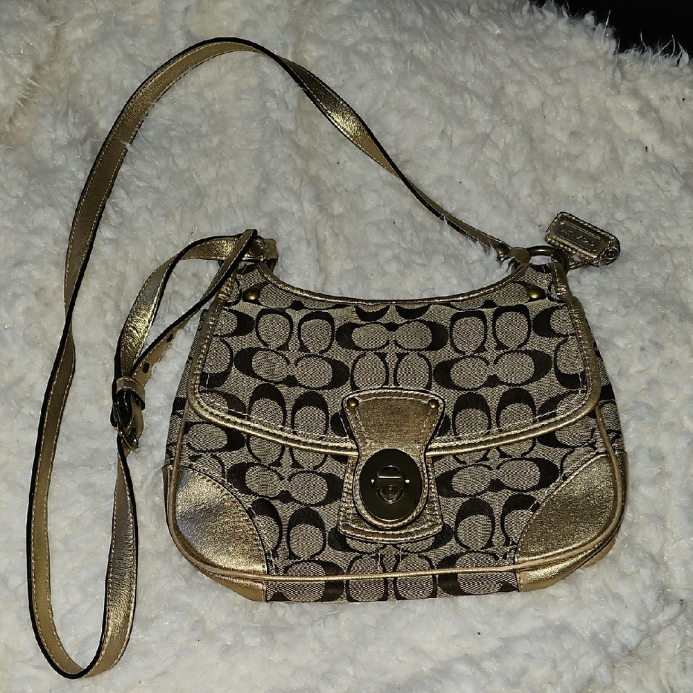 Coach Gold and Brown Designer Women's Bag